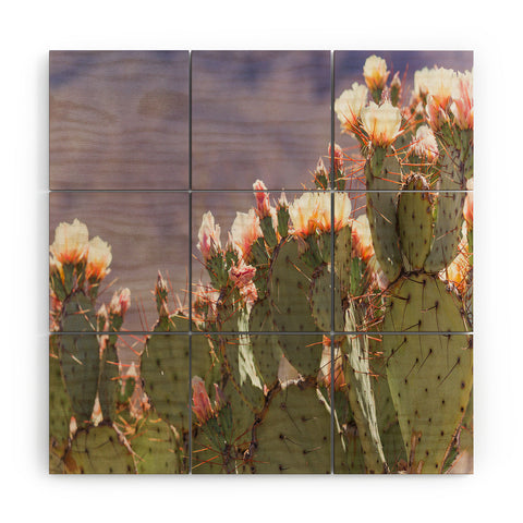 Ann Hudec Prickly Pear Cactus Blooms Wood Wall Mural