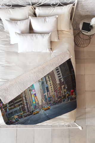 Ann Hudec Sunset Over 7th Ave NYC Fleece Throw Blanket