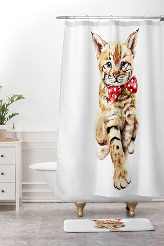 Anna Shell Bobcat cub Shower Curtain And Mat