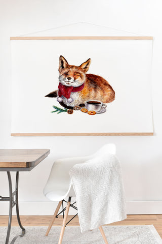 Anna Shell Coffee Fox Art Print And Hanger