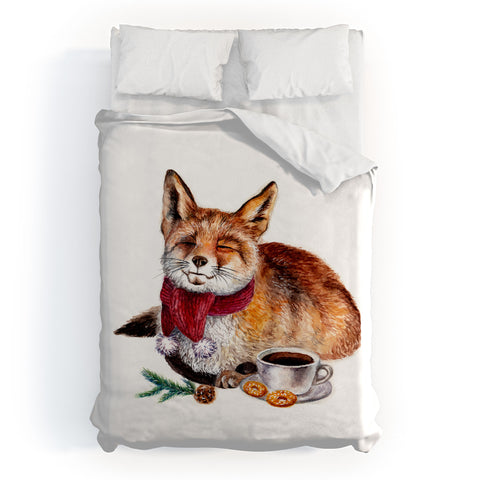 Anna Shell Coffee Fox Duvet Cover
