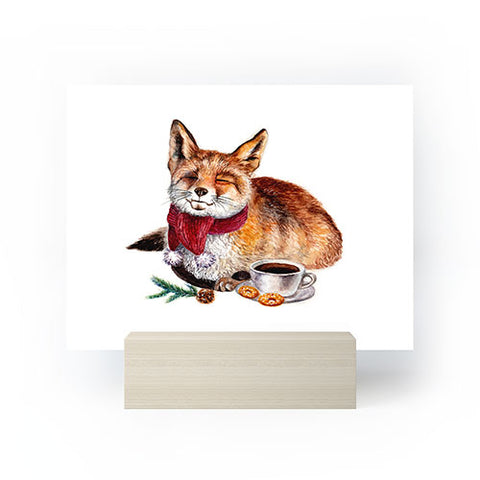 Anna Shell Coffee Fox Mini Art Print