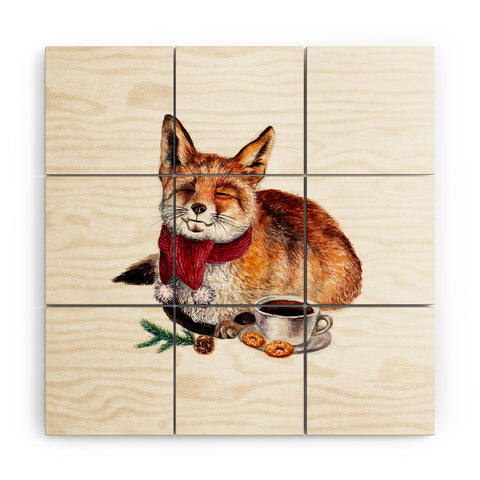 Anna Shell Coffee Fox Wood Wall Mural