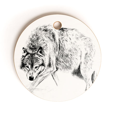 Anna Shell Crouching wolf pencil Cutting Board Round