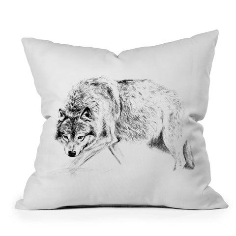 Anna Shell Crouching wolf pencil Throw Pillow