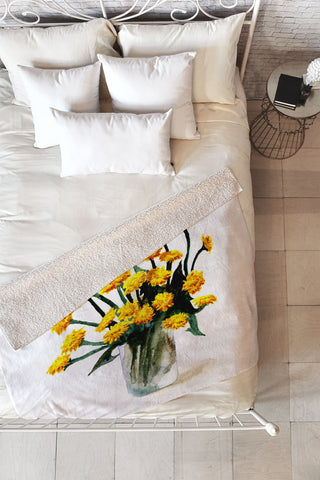 Anna Shell Dandelions watercolor Fleece Throw Blanket
