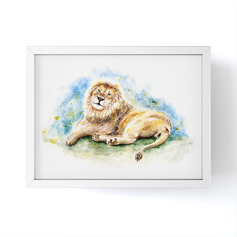 Anna Shell Lazy lion Framed Mini Art Print