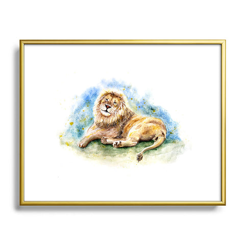 Anna Shell Lazy lion Metal Framed Art Print