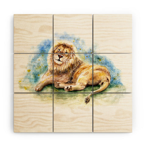 Anna Shell Lazy lion Wood Wall Mural