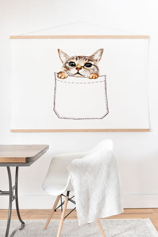 Anna Shell Pocket cat Art Print And Hanger