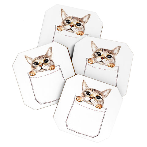 Anna Shell Pocket cat Coaster Set