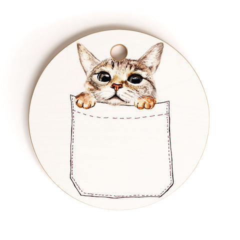 Anna Shell Pocket cat Cutting Board Round