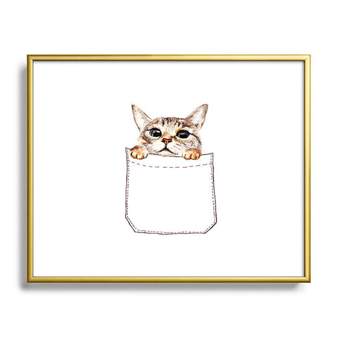 Anna Shell Pocket cat Metal Framed Art Print
