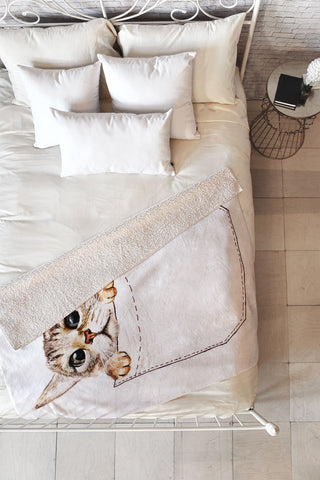 Anna Shell Pocket cat Fleece Throw Blanket