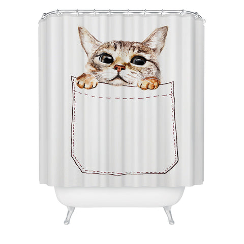 Anna Shell Pocket cat Shower Curtain