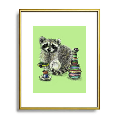 Anna Shell Raccoon Metal Framed Art Print