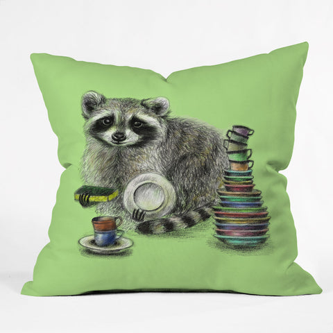 Anna Shell Raccoon Outdoor Throw Pillow