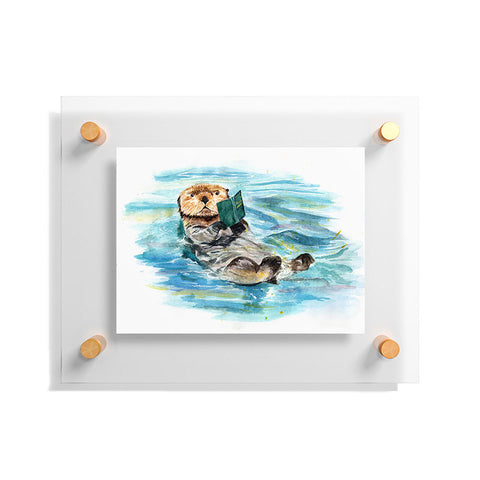 Anna Shell reading otter Floating Acrylic Print