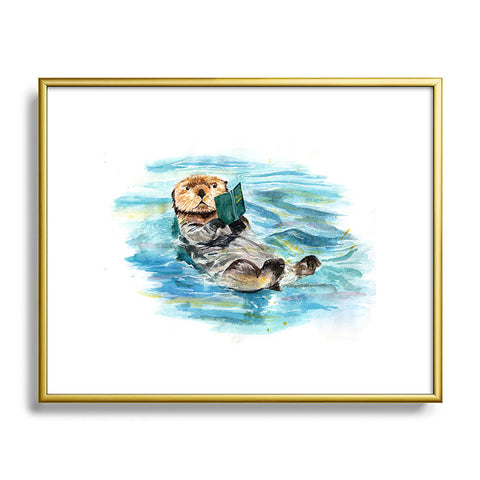 Anna Shell reading otter Metal Framed Art Print