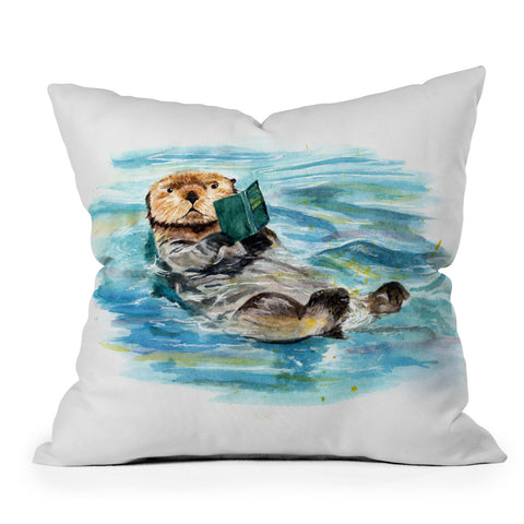 Anna Shell reading otter Throw Pillow