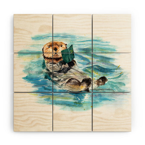 Anna Shell reading otter Wood Wall Mural