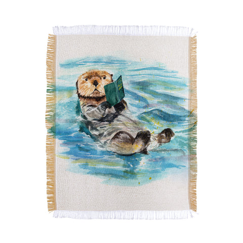 Anna Shell reading otter Throw Blanket
