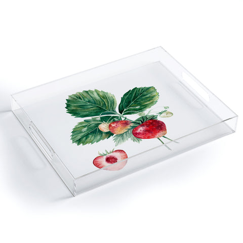 Anna Shell Strawberry botanical art Acrylic Tray