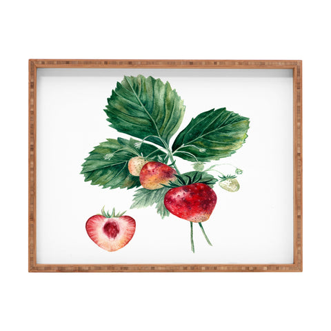 Anna Shell Strawberry botanical art Rectangular Tray