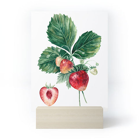 Anna Shell Strawberry botanical art Mini Art Print