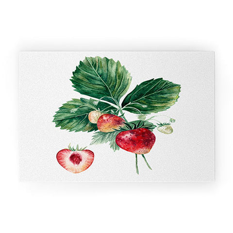Anna Shell Strawberry botanical art Welcome Mat