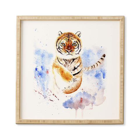 Anna Shell Tiger in snow Framed Wall Art