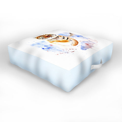 Anna Shell Tiger in snow Outdoor Floor Cushion