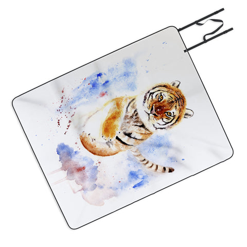 Anna Shell Tiger in snow Picnic Blanket