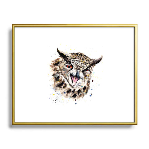 Anna Shell Winking Owl Metal Framed Art Print
