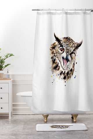 Anna Shell Winking Owl Shower Curtain And Mat