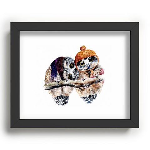 Anna Shell Winter owls Recessed Framing Rectangle