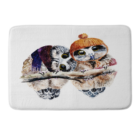Anna Shell Winter owls Memory Foam Bath Mat