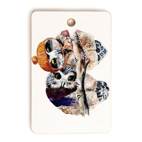 Anna Shell Winter owls Cutting Board Rectangle