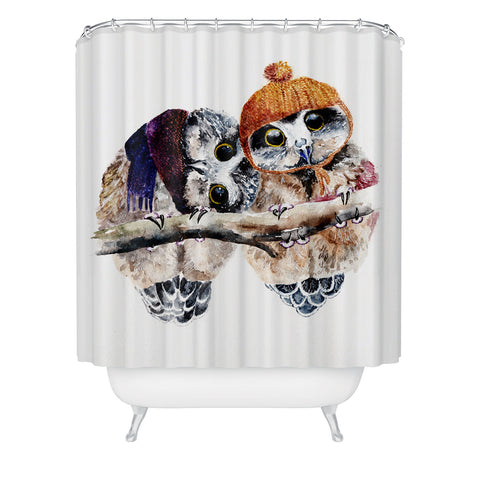 Anna Shell Winter owls Shower Curtain