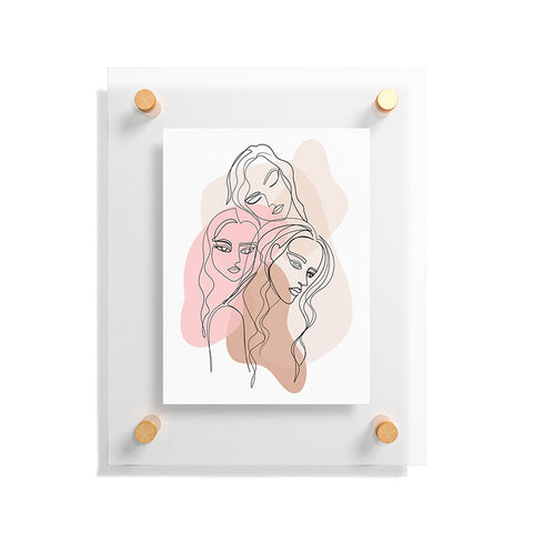 Anneamanda girl friends one line drawing Floating Acrylic Print