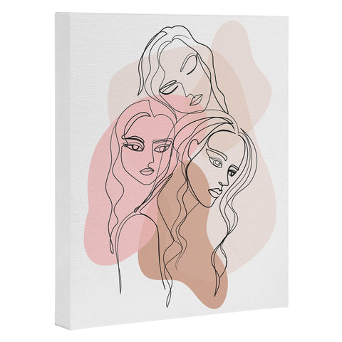 Anneamanda girl friends one line drawing Art Canvas