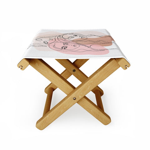 Anneamanda girl friends one line drawing Folding Stool