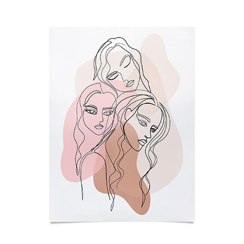 Anneamanda girl friends one line drawing Poster