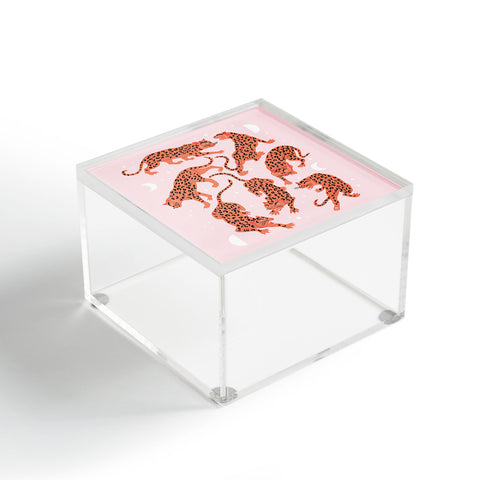 Anneamanda leopards in pink moonlight Acrylic Box