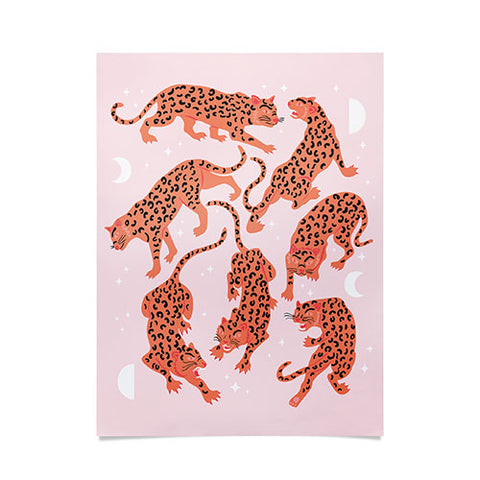 Anneamanda leopards in pink moonlight Poster