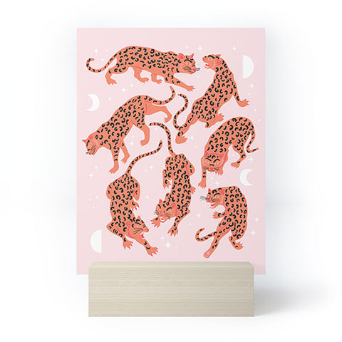 Anneamanda leopards in pink moonlight Mini Art Print