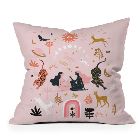 Anneamanda magic garden Throw Pillow