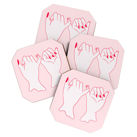 Anneamanda pinkie promise pink Coaster Set