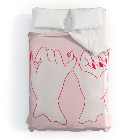 Anneamanda pinkie promise pink Duvet Cover