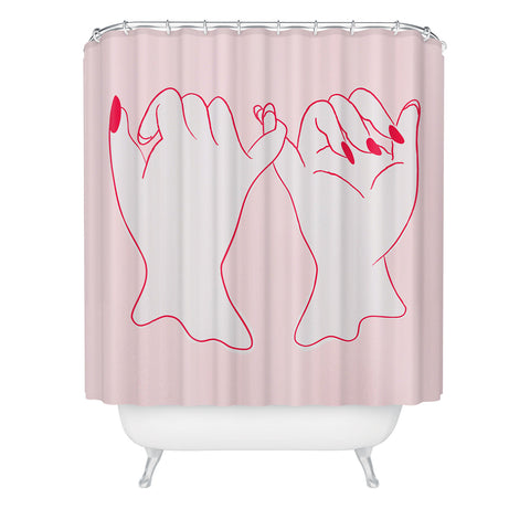 Anneamanda pinkie promise pink Shower Curtain